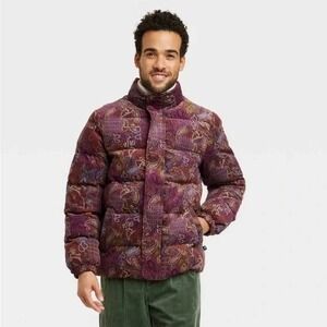 Houston White Quilted Puffer Jacket XXL 2XL Brown Purple Corduroy Paisley